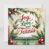 Kerstmis met tennisbal en racket feestdagenkaart (Voorkant)
