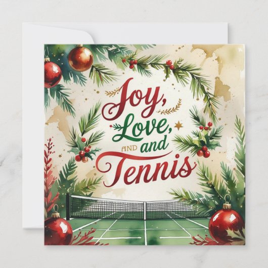 Kerstmis met tennisbal en racket feestdagenkaart (Voorkant)