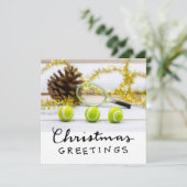 Kerstmis met tennisbal en racket feestdagenkaart (Staand voorkant)