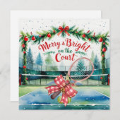 Kerstmis met tennisbal en racket feestdagenkaart (Voorkant / Achterkant)