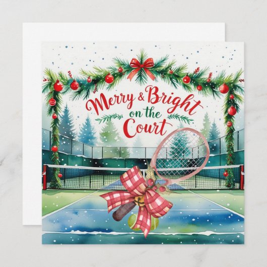 Kerstmis met tennisbal en racket feestdagenkaart (Voorkant / Achterkant)
