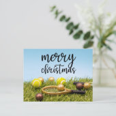 Kerstmis met tennisbal en racket feestdagenkaart (Staand voorkant)