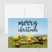 Kerstmis met tennisbal en racket feestdagenkaart (Voorkant / Achterkant)