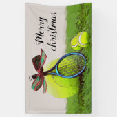 Kerstmis met tennisbal en racket spandoek (Verticaal)