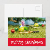 Kerstmis met tennisbal en siervoorwerpen feestdagenkaart (Voorkant / Achterkant)