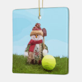 Kerstmis met tennisbal en Snowman Keramisch Ornament (Links)