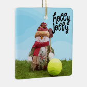 Kerstmis met tennisbal en Snowman Keramisch Ornament (Rechts)