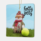 Kerstmis met tennisbal en Snowman Keramisch Ornament (Links)