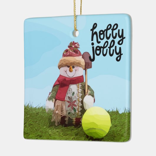 Kerstmis met tennisbal en Snowman Keramisch Ornament (Links)