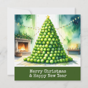 Kerstmis met tennisbal kerstboom feestdagenkaart