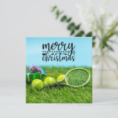 Kerstmis met tennisbal ornament H Feestdagenkaart (Staand voorkant)