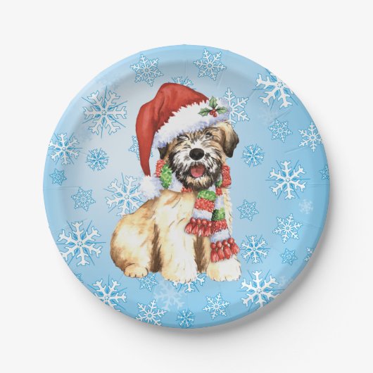 Kerstmis met Terrier Papieren Bordje (Voorkant)