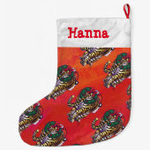 Kerstmis met tijgerpatroonkoppen grote kerstsok (Achterkant)