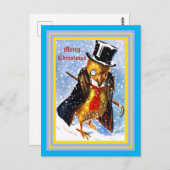 Kerstmis met top-hat, monocle, Cane Briefkaart (Voorkant / Achterkant)