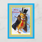 Kerstmis met top-hat, monocle, Cane Briefkaart (Voorkant)