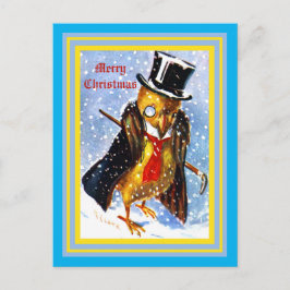 Kerstmis met top-hat, monocle, Cane Briefkaart