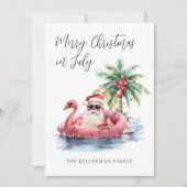 Kerstmis met tropisch strand in juli feestdagenkaart (Voorkant)