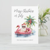 Kerstmis met tropisch strand in juli feestdagenkaart (Staand voorkant)