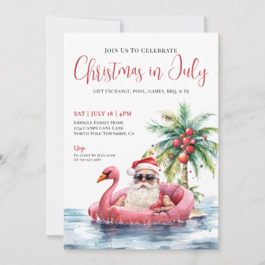 Kerstmis met tropisch strand in juli kaart (Voorkant)