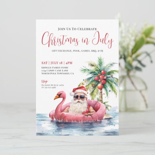 Kerstmis met tropisch strand in juli kaart (Staand voorkant)