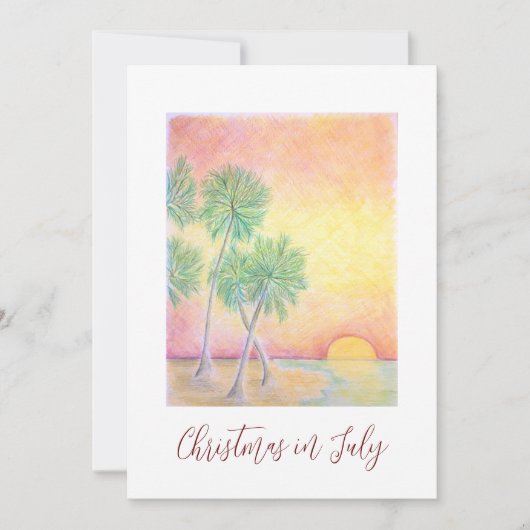 Kerstmis met tropisch strand in juli kaart (Voorkant)