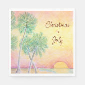 Kerstmis met tropisch strand in juli servet (Voorkant)