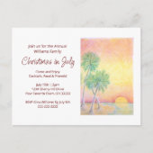 Kerstmis met tropisch strand in juli uitnodiging briefkaart (Voorkant)