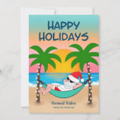 Kerstmis met Tropisch strand Santa Hammock Feestdagenkaart (Voorkant)