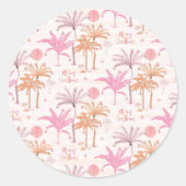 Kerstmis met tropische palmbomen ronde sticker (Voorkant)