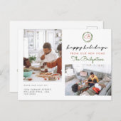 Kerstmis met twee foto-feestdagen aankondigingskaart (Voorkant / Achterkant)