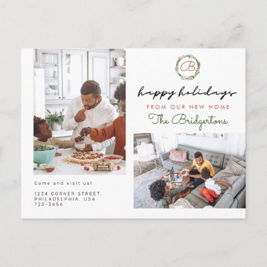 Kerstmis met twee foto-feestdagen aankondigingskaart (Voorkant)