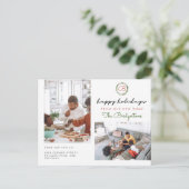 Kerstmis met twee foto-feestdagen aankondigingskaart (Staand voorkant)