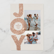 Kerstmis met twee foto's gespikkeld roze goud mode