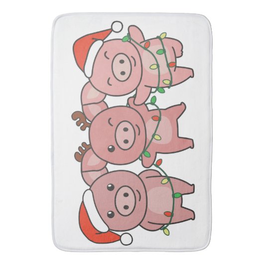 Kerstmis met varken badmat (Voorkant Verticaal)
