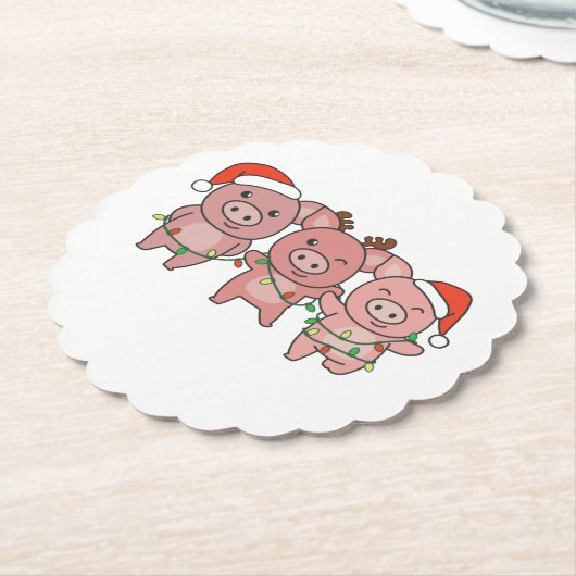 Kerstmis met varken kartonnen onderzetters (Gekanteld)