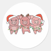 Kerstmis met varken ronde sticker (Voorkant)