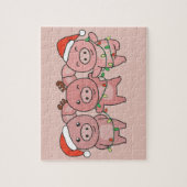 Kerstmis met varken Schudderdieren Schudden Jigzaa Legpuzzel (Verticaal)