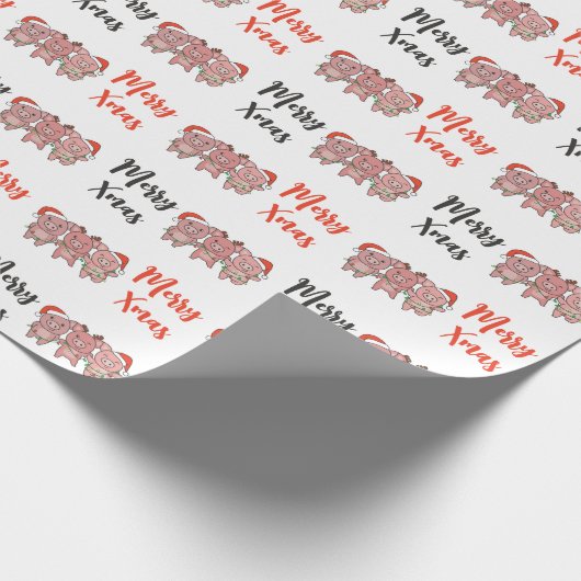 Kerstmis met varken Vuilpitten Cadeaupapier (Hoek)