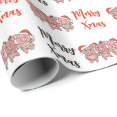 Kerstmis met varken Vuilpitten Cadeaupapier (Rol Hoek)