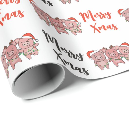 Kerstmis met varken Vuilpitten Cadeaupapier (Rol Hoek)
