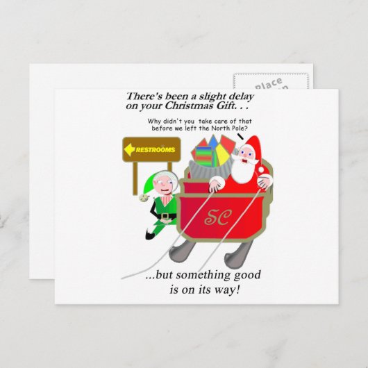 Kerstmis met vertraging - Santa Delayed Feestdagenkaart (Voorkant / Achterkant)