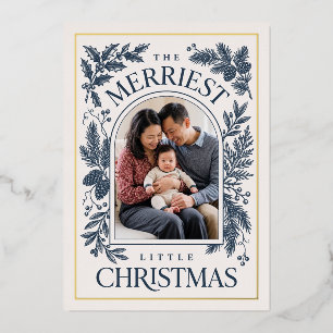 Kerstmis met Vintage Botanicals - Marineblauw Folie Uitnodiging