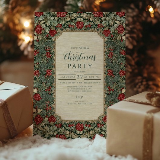 Kerstmis met Vintage Botanische Bladeren Kaart