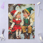 Kerstmis met Vintage Elfen Feeënkinderen Tissuepapier (Craft)
