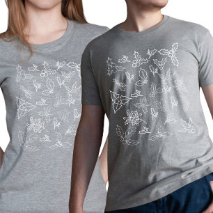 Kerstmis met Vintage Holly Berry Outline T-shirt