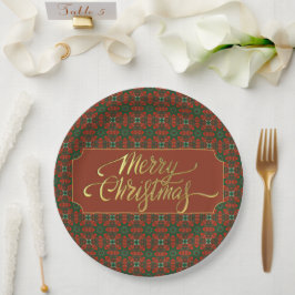 Kerstmis met vintage inspiratie in rood en groen papieren bordje