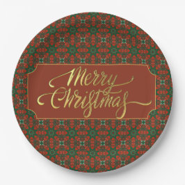Kerstmis met vintage inspiratie in rood en groen papieren bordje