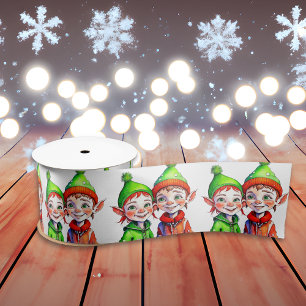 Kerstmis met vintage jongetje en meisje satijnen lint