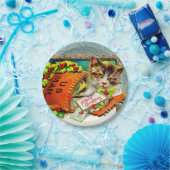 Kerstmis met vintage kat papieren bordje (Feest)