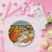 Kerstmis met vintage kat papieren bordje (Feest)
